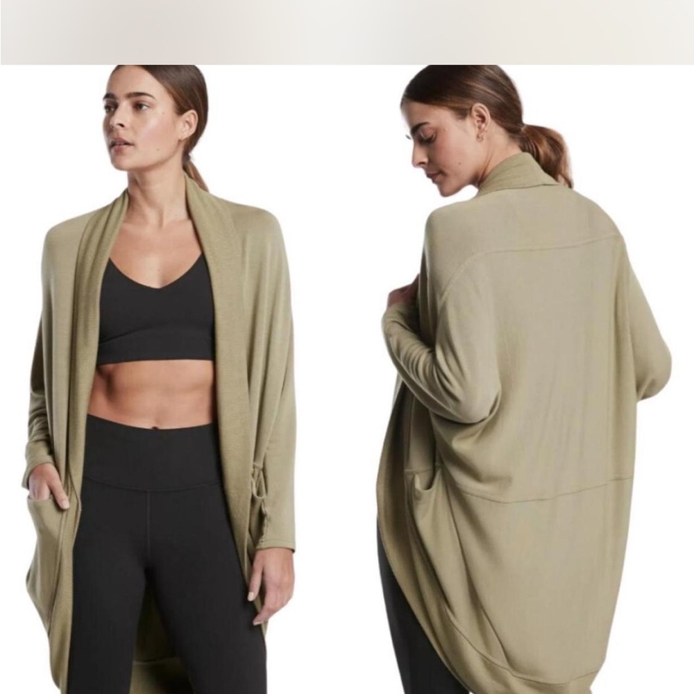 Olive Green Open Front Cardigan